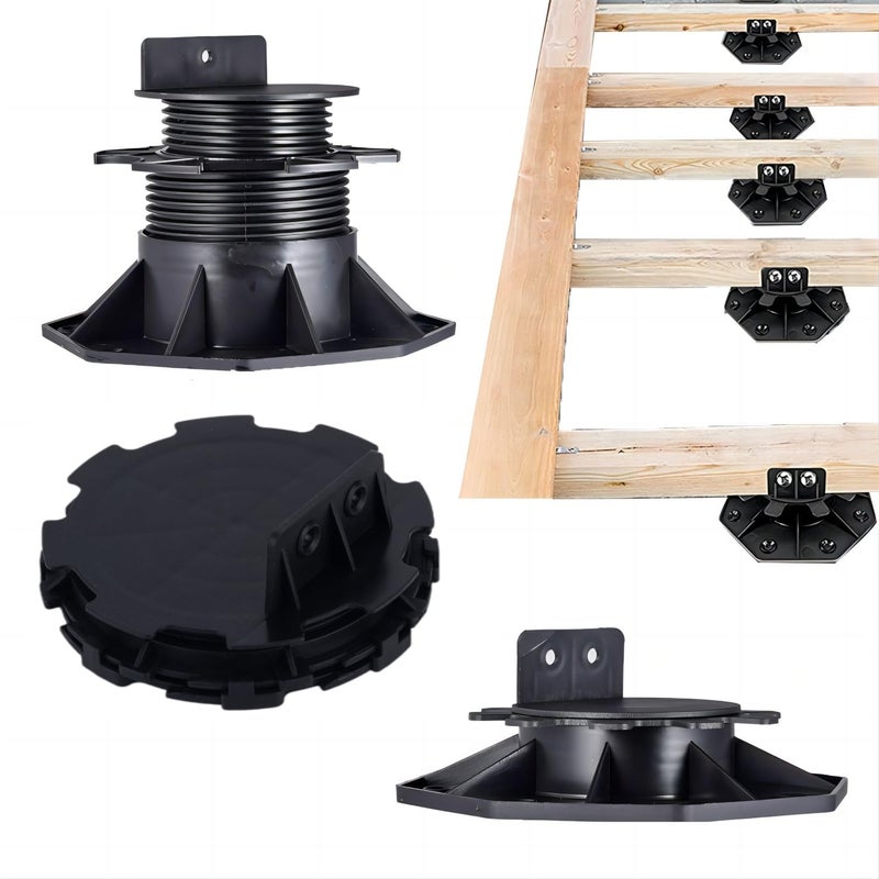 BGTLGIO 28Pack Adjustable Deck Support Pedestal Deck Foundation Base Support For Floating Deck Platform Deck Floor Height Adjustment Raising From 0.6"" To 0.8 ""  Black - Image 4