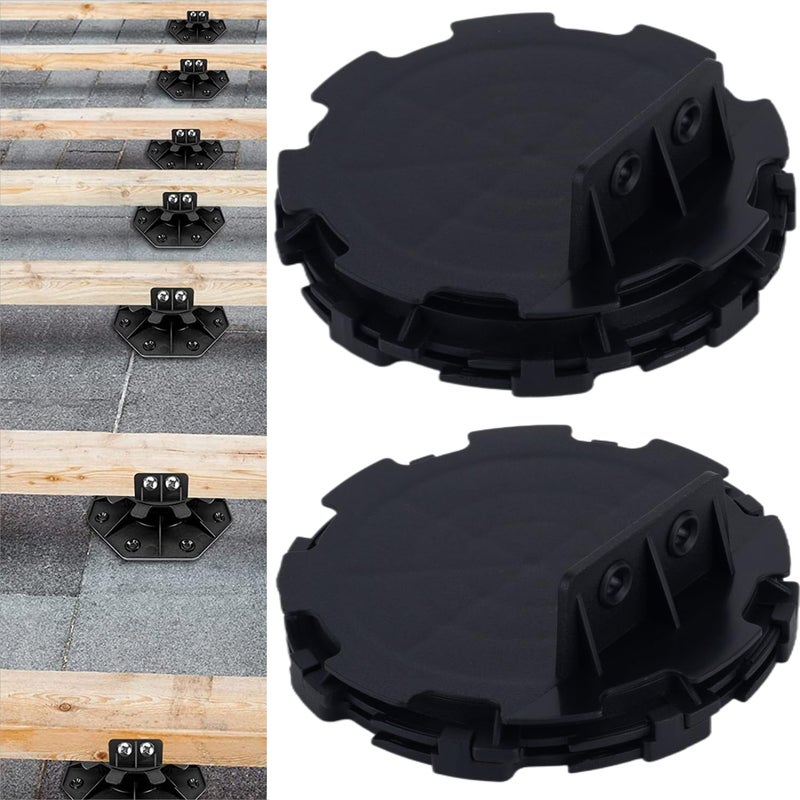 BGTLGIO 28Pack Adjustable Deck Support Pedestal Deck Foundation Base Support For Floating Deck Platform Deck Floor Height Adjustment Raising From 0.6"" To 0.8 ""  Black - Image 1