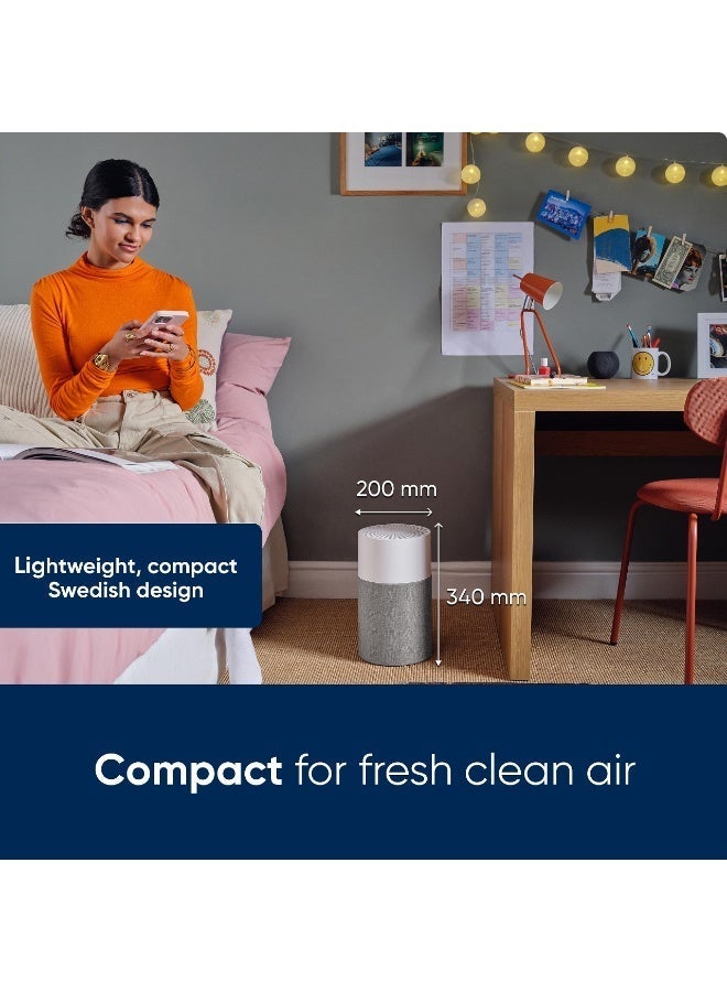 Blueair منقي الهواء بلو بيور 511 للغرف الصغيرة إلى المتوسطة، ينظف 413 قدم² في 30 دقيقة، نظام ترشيح من 4 مراحل، حجم صغير مدمج سهل الاستخدام، HEPASilent للفيروسات، الحيوانات الأليفة، الغبار، الدخان - Image 5