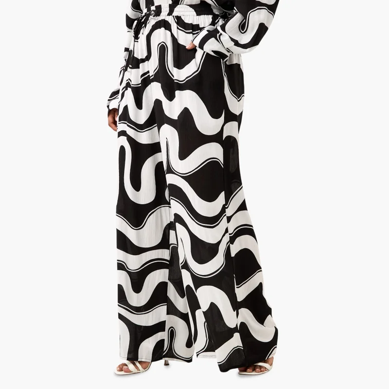  أولا بوبكن Plus Size Ulla Popken All-Over Print Wide Leg Pants