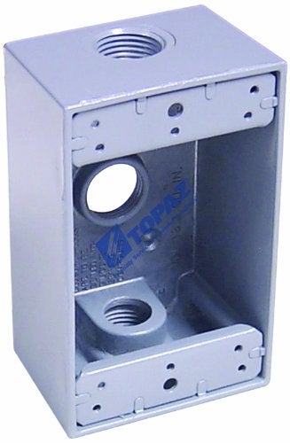 Topaz Electric WB2350 1/2-Inch 3 Hole Weather Proof Box, Grey Two Gang - Image 5