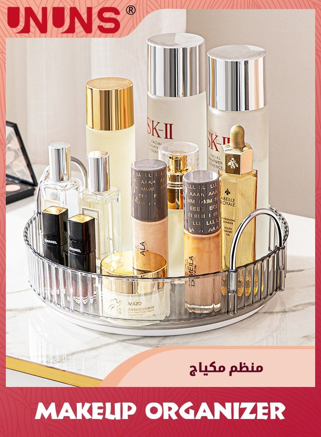 UNUNS 2-Layer Desk Organizer,360 Rotating Desk Storage For Vanity Countertop,High Capacity Cosmetic Organizer For Bathroom,Gray - Image 5