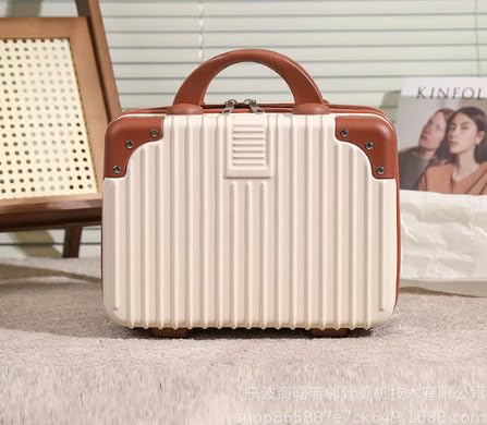 IMUU Cosmetic Bag with Handle Portable Hard Shell Cosmetic Travel Case Waterproof Storage Cosmetic Box PressureProof ABS Carrying Makeup Case Suitcase Cosmetic Bag for Women Girl Cream - Image 2