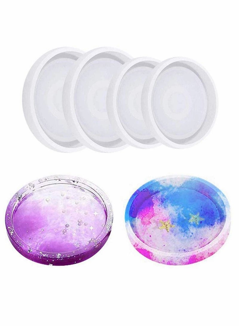 KASTWAVE Silicone Casting Resin Molds Round Moulds Making Cup Mat Epoxy Mould Clay Coaster Epoxy Resin Jewellery Mold for Home Decoration Craft DIY 4Pcs - Image 1