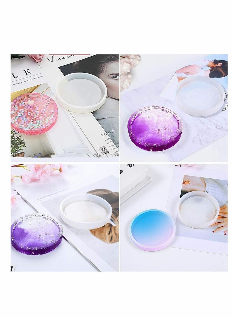 KASTWAVE Silicone Casting Resin Molds Round Moulds Making Cup Mat Epoxy Mould Clay Coaster Epoxy Resin Jewellery Mold for Home Decoration Craft DIY 4Pcs - Image 4