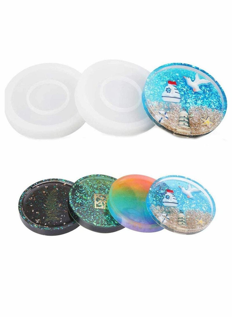 KASTWAVE Silicone Casting Resin Molds Round Moulds Making Cup Mat Epoxy Mould Clay Coaster Epoxy Resin Jewellery Mold for Home Decoration Craft DIY 4Pcs - Image 2