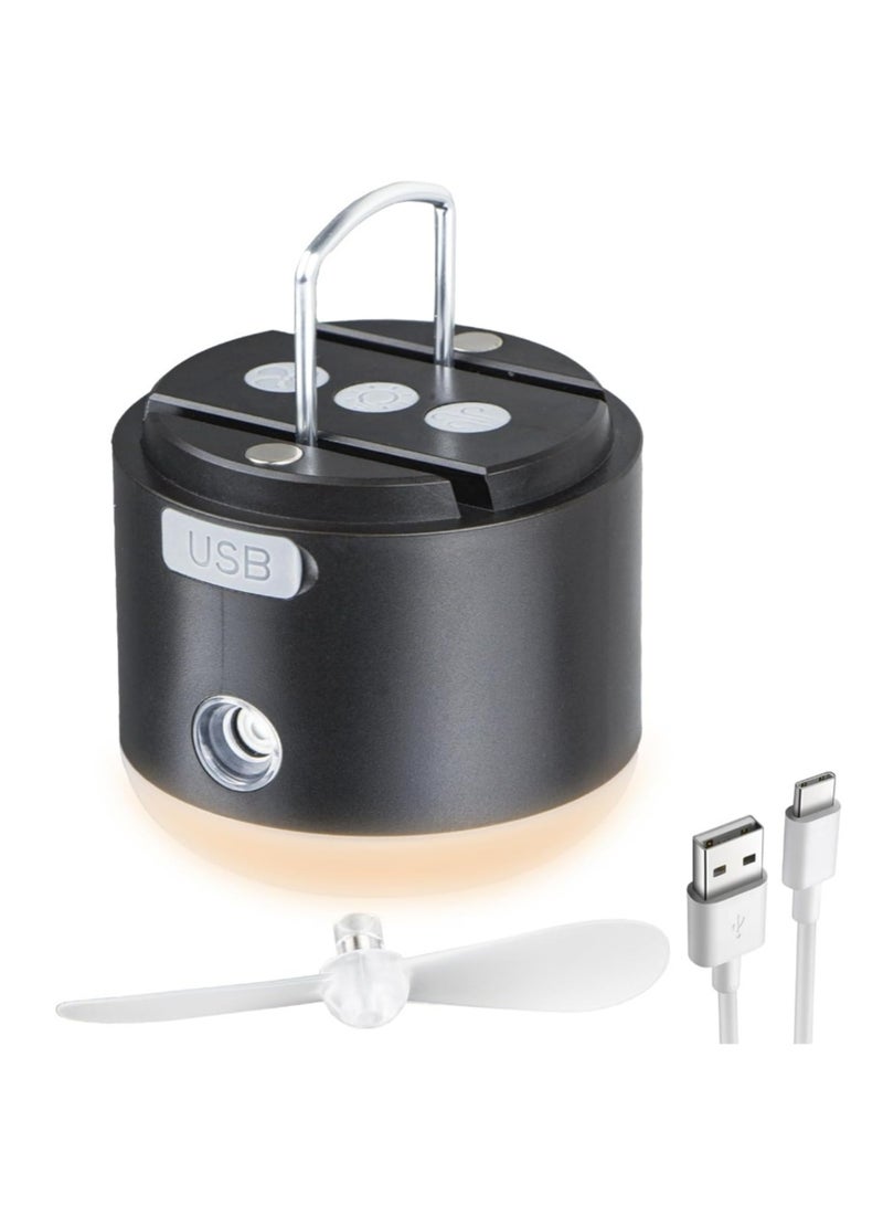 Portable Camping Lantern, 3000mah Rechargeable LED Camping Lantern, 4-in-1 Camping Tent Light with Lighting, Fan, Spray, USB Rechargeable for Power Outages, Camping - Image 1