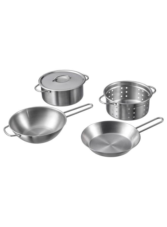 erorex 5-piece toy cookware set, stainless steel colour - Image 1