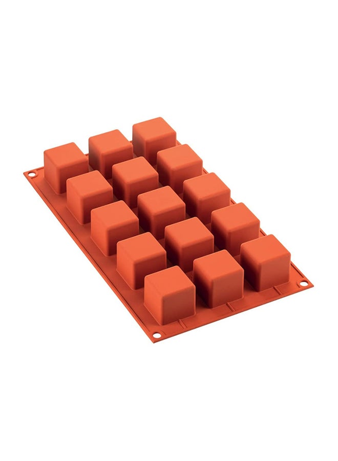 15-Cavity Classic Mini Cube Mould Rouge Brique 630ml - Image 1