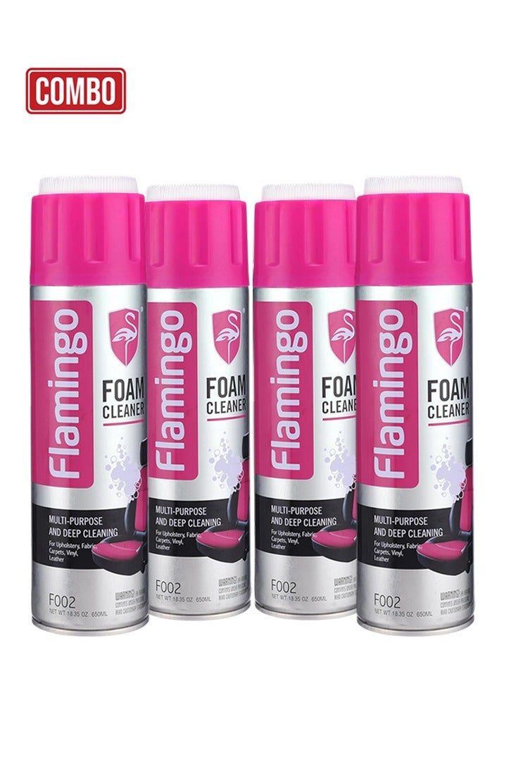 منظف رغوي متعدد الأغراض، مكون من 4 قطع، سعة 650 مل، لتنظيف الأسطح الداخلية للسيارات والمفروشات والأقمشة والجلود والفينيل والسجاد والتنظيف المنزلي، F002 - Image 1