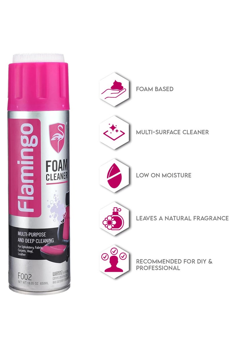 منظف رغوي متعدد الأغراض، مكون من 4 قطع، سعة 650 مل، لتنظيف الأسطح الداخلية للسيارات والمفروشات والأقمشة والجلود والفينيل والسجاد والتنظيف المنزلي، F002 - Image 5