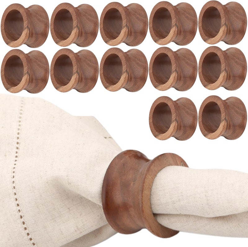 CLEENTABLE Wooden Napkin Rings Set of 12 Fall Decor for Home Round Acacia Wood Napkin Holders for Dining Table Settings Wood Napkin Ring Rustic Table Décor for Weddings, Parties, and Everyday Use - - Image 1