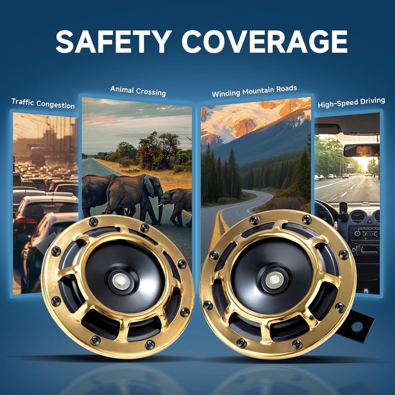 FARBIN Horn Electric Car Horns 12V Loud Car Horn High/Low Tone Twin Horns Kit for Motorcycle Truck Boat (gold) - Image 4