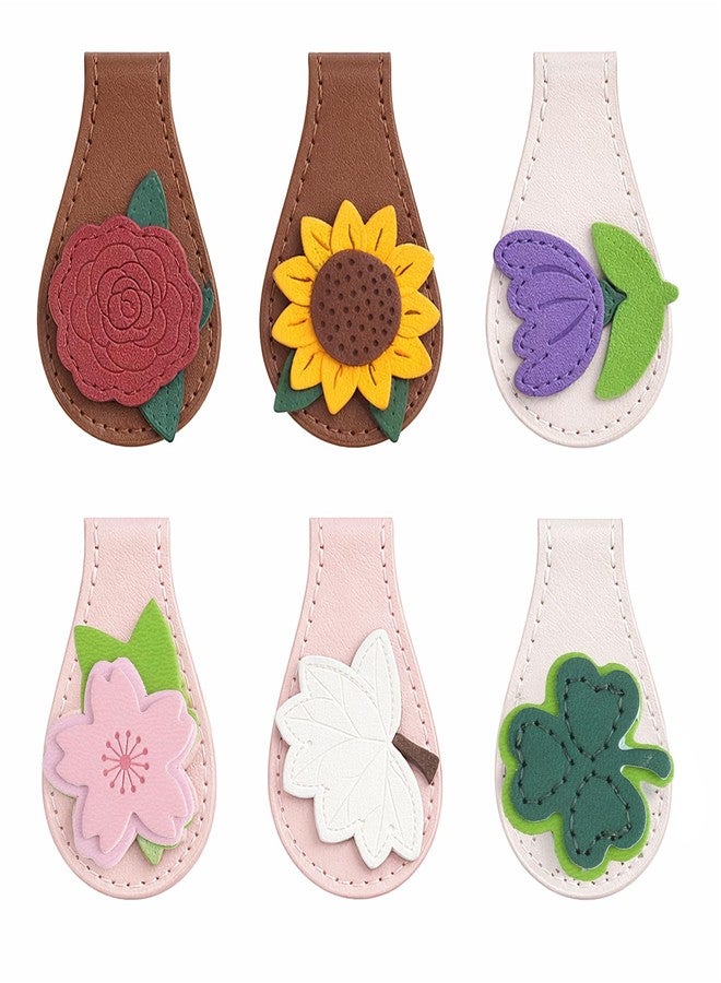 WSICSE 6Pcs Magnetic Leather Bookmark, Easter Basket Stuffers Magnetic PU Book Marks Gifts for Reading Women Book Lovers Book Accessories - Image 2