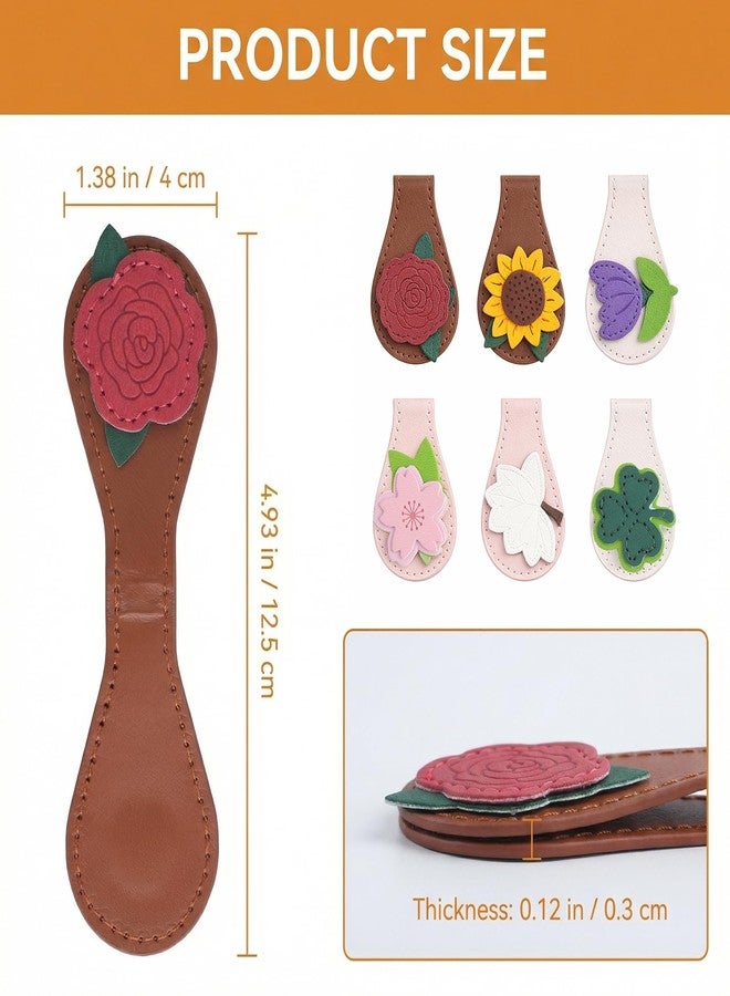 WSICSE 6Pcs Magnetic Leather Bookmark, Easter Basket Stuffers Magnetic PU Book Marks Gifts for Reading Women Book Lovers Book Accessories - Image 3