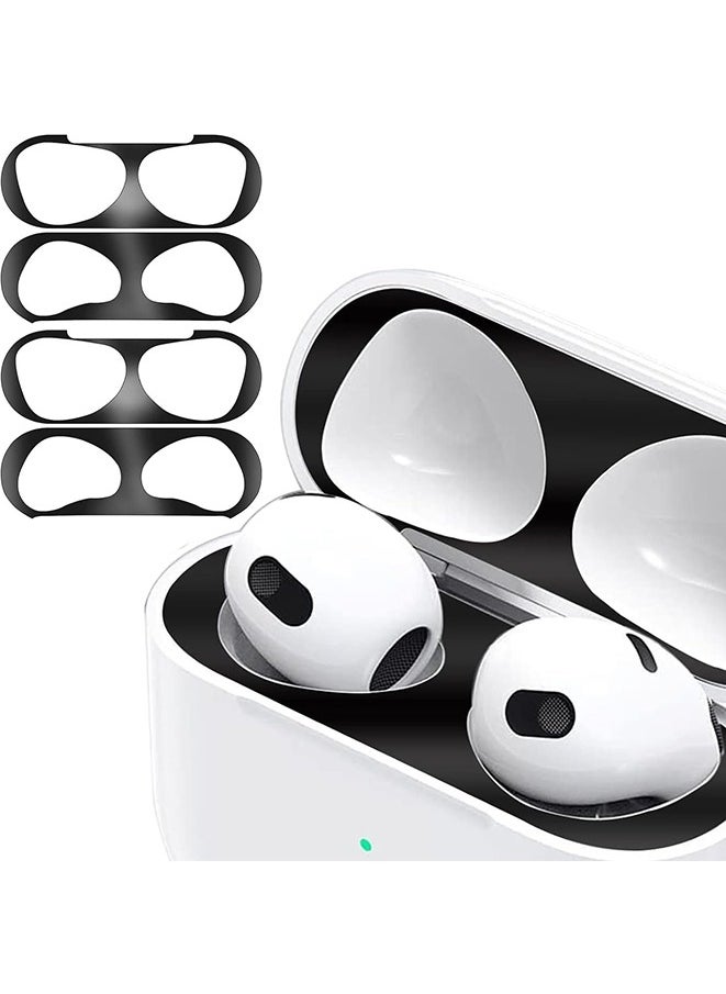 Beauenty Dust Guard Compatible with AirPods 4 Case - 2 Sets Ultra Slim Metal Dust Protection Sticker (Black)  - Image 1
