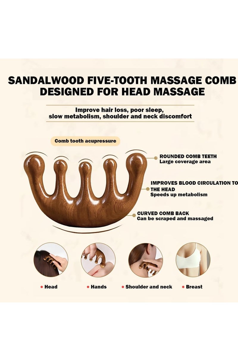 MJZ Wooden Scalp Massager Wide Tooth Hair Comb Head Scalp Massage Wood Massage Hair Brush Hair Scalp Massager Natural Sandalwood Comb Wood Massage Comb for Luxurious Hair Care - Image 5