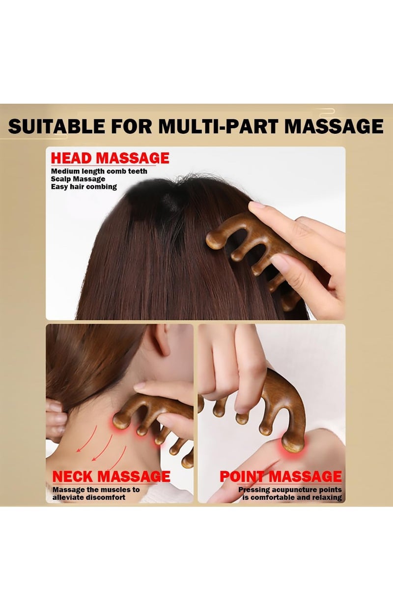 MJZ Wooden Scalp Massager Wide Tooth Hair Comb Head Scalp Massage Wood Massage Hair Brush Hair Scalp Massager Natural Sandalwood Comb Wood Massage Comb for Luxurious Hair Care - Image 3
