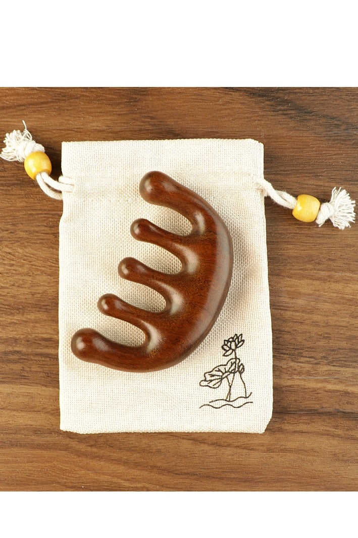 MJZ Wooden Scalp Massager Wide Tooth Hair Comb Head Scalp Massage Wood Massage Hair Brush Hair Scalp Massager Natural Sandalwood Comb Wood Massage Comb for Luxurious Hair Care - Image 2