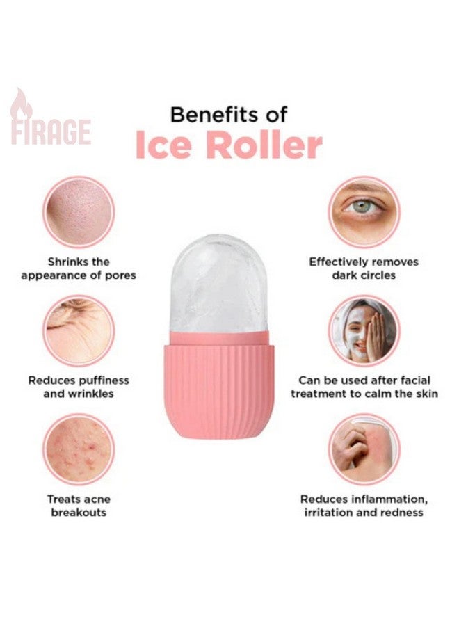 FIRAGE Facial Ice Roller, Face Ice Roller for Men & Women, Ice Cube Roller for Glowing Skin & Puffy Eyes, Reusable & Unbreakable Pink Silicone Cooling Beauty Tool, Water-Resistant Design - Image 2