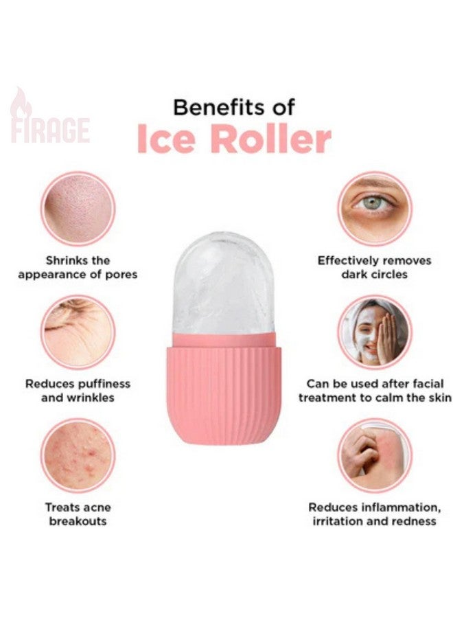 FIRAGE Facial Ice Roller, Face Ice Roller for Men & Women, Ice Cube Roller for Glowing Skin & Puffy Eyes, Reusable & Unbreakable Pink Silicone Cooling Beauty Tool, Water-Resistant Design - Image 4