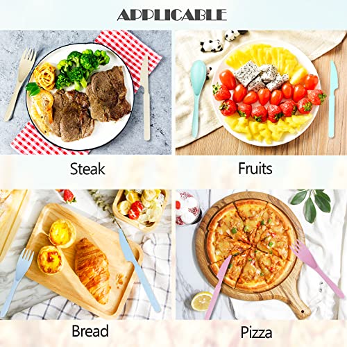 YDYTOP Reusable Travel Utensils Set with Case, Pink Wheat Straw Portable Knife Fork Spoons Tableware, Eco-Friendly BPA Free Cutlery for Kids and Adults as Travel Picnic Camping Utensils - Image 4