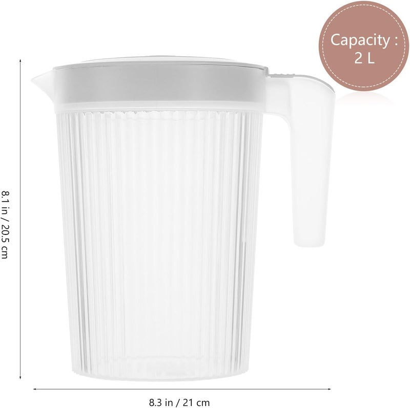 Plastic Water Pitcher with Lid 2l, Plastic Juice Pitcher for Cold Beverages, Large Capacity Beverage Jug Suitable for Kitchen and Entertaining - Image 2