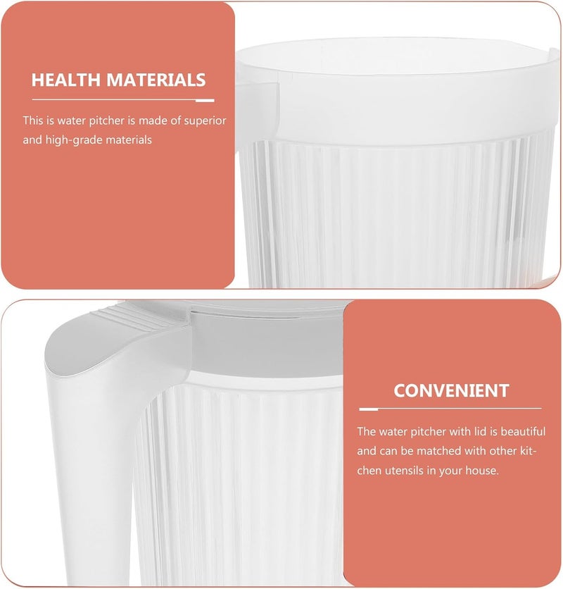 Plastic Water Pitcher with Lid 2l, Plastic Juice Pitcher for Cold Beverages, Large Capacity Beverage Jug Suitable for Kitchen and Entertaining - Image 3