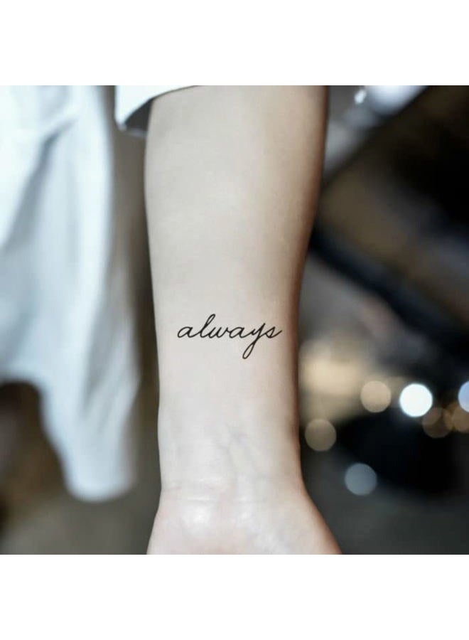Oottati Small Cute Temporary Tattoo Words Quote Always Arm (Set of 2) - Image 2
