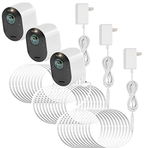 Uogw 3Pack 25FT Magnetic Charging Cable for Arlo Pro 5S 2K/Arlo Pro 4/Arlo Ultra 2/Arlo Pro3/Arlo Ultra/Go 2 Camera,Power Adapter and Power Cable,Weatherproof Outdoor - (White) - Image 1