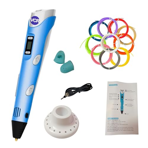 VCR Blue 3D Pen with USB Power | Pack of 3 x 3 Meters + Pack of 10 x 5 Meters in Length | Filament for 3D Pen - Adjustable Temperature for 1.75mm PLA - Perfect for DIY Craft - Image 1