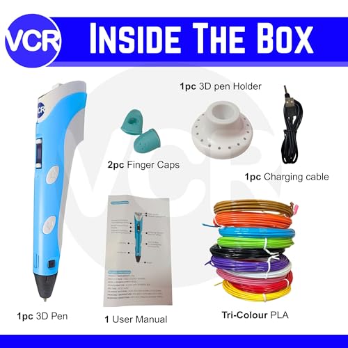 VCR Blue 3D Pen with USB Power | Pack of 3 x 3 Meters + Pack of 10 x 5 Meters in Length | Filament for 3D Pen - Adjustable Temperature for 1.75mm PLA - Perfect for DIY Craft - Image 2