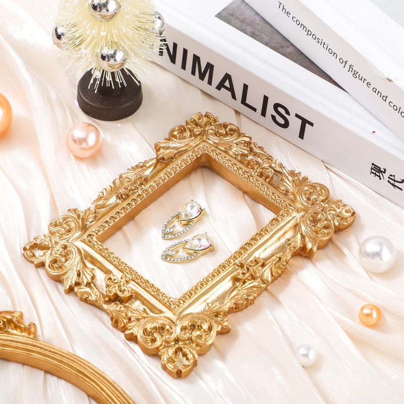 Yalikop Yalikop 20 Pcs Vintage Resin Picture Frame Antique Photo Frame Resin Wall Hanging Photo Frame Table Top Jewelry Display Frame Christmas Holiday Party Hotel Decor (Gold)  - Image 2