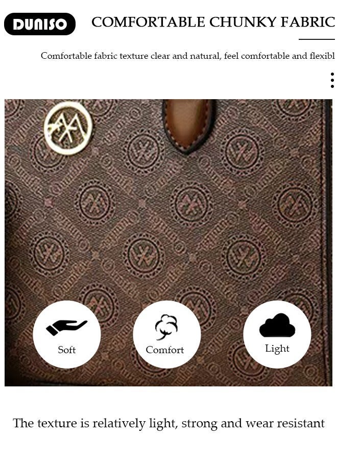 DUNISO Large-Capacity Satchel Bag Sets for Women Ladies,Printed Versatile Handbags with Reinforced Handle and Elegant Metal Ornament,PU Leather Simple Fashion Small Handbag, Shoulder Bag Multipurpose with Multiple Compartments Crossbody Bag,Ideal Teacher Bag,Everyday Tote ,Travel and Shopping - Image 3