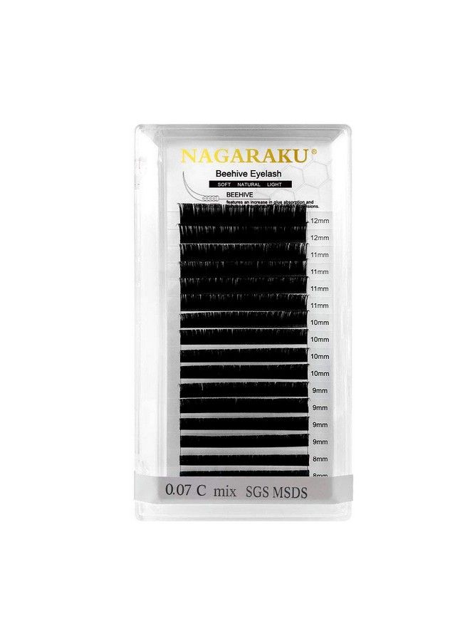 NAGARAKU Laser Beehive Eyelash Extension Longer Lasting Individual Matte Black Clusters16 Rows Beauty Salon Eyelash Makeup (Length Mix 7 15Mm Thickness 0.12Mm Curl C) - Image 1
