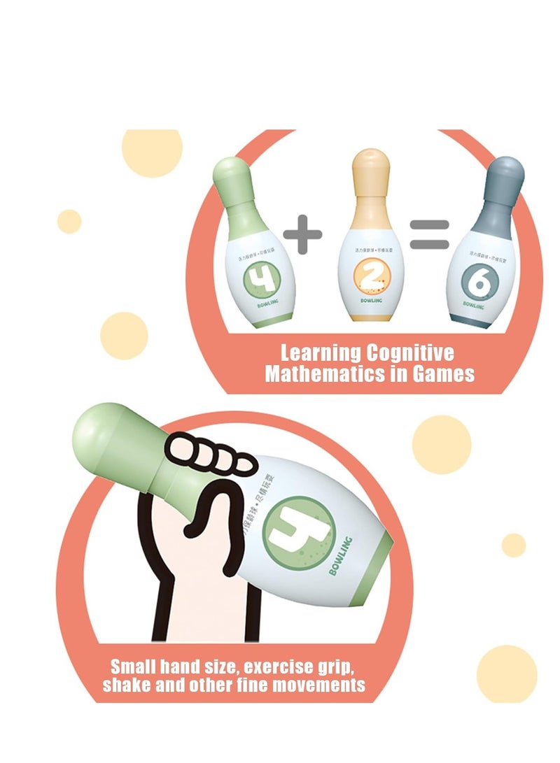 SYOSI طقم بولينغ أطفال طقم بولينغ تعليمي صغير ألعاب داخلية وخارجية للعائلات لعبة تعليمية طقم بولينغ صغير مع 6 دعامات بولينغ و 2 كرة للأولاد والبنات - Image 5