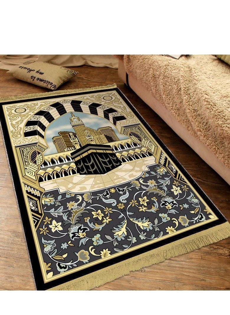 سجادة صلاة عالية الجودة (سجادة)، ناعمة ومريحة، تصميم محمول للاستخدام في المنزل والسفر - الحجم 120 سم × 80 سم