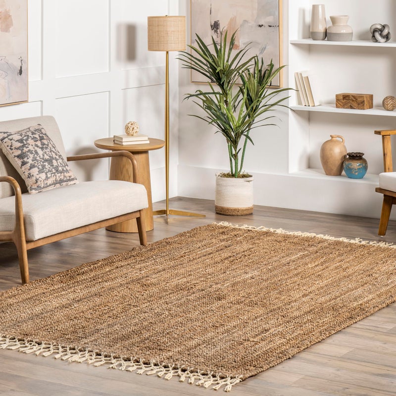 nuLOOM nuLOOM Raleigh Farmhouse Jute Tasseled Area Rug 8x10 Natural 