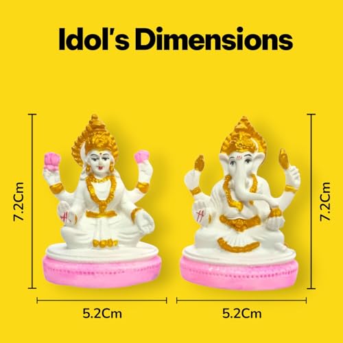 RIANZ® Pair of Laxmi Ji & Ganesh Ji Idols Statue for Home Temple and Office | Murti for Pooja Room, Diwali & Festivals | Handcrafted Resin Showpiece Gift Item (White & Pink) - Image 2