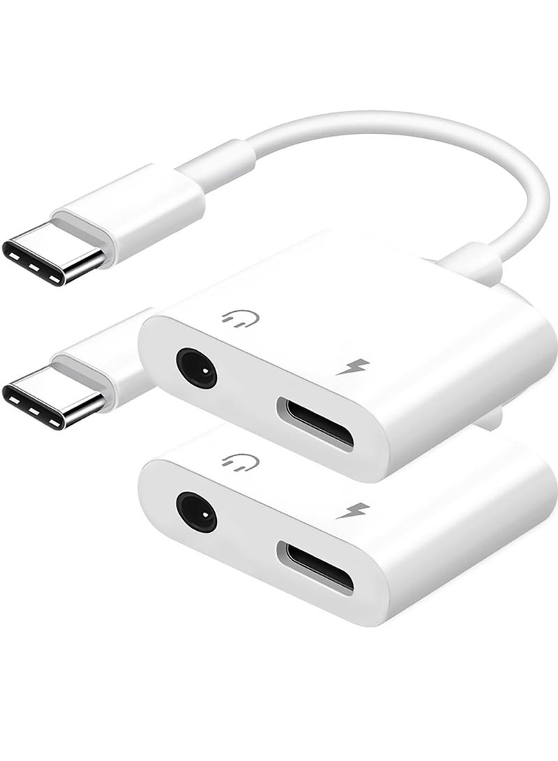 JAJEEK USB C to 3.5mm Headphone Jack and Charger Adapter,2-in-1 Audio & Fast Charging Splitter for Apple iPhone 17/16/15/Pro/Pro Max, iPad,Samsung, Pixel&More- 2Pack - Image 1