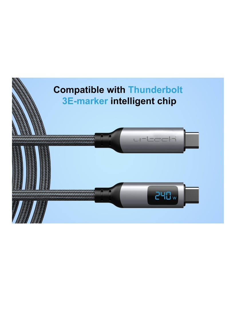 urtech URTECH 240W USB4 Cable with Smart LED Display | Real-Time Power & Data Monitoring | 40Gbps Transfer | 8K@60Hz Video  - Image 2