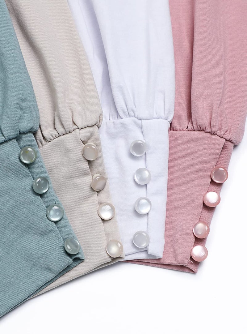 SimpleFun Casual Tops for Women Short Sleeve Loose Fit Summer Puff Sleeve Tshirt Blouse (White,L) - Image 5