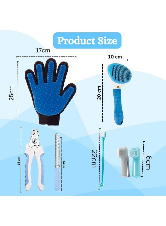 مجموعة العناية بالحيوانات الأليفة 4 في 1 تتكون من مقص أظافر، ومشط بيضاوي، وقفاز يد ترو تاتش، وفرشاة أسنان مكونة من 3 قطع (قد يختلف اللون) | مناسبة للكلاب والجراء والقطط - Image 2