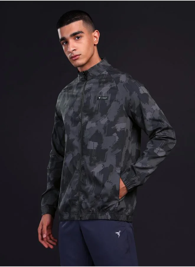 Technosport Men Printed Mock Neck Slim Fit Jacket with TS FLEXI