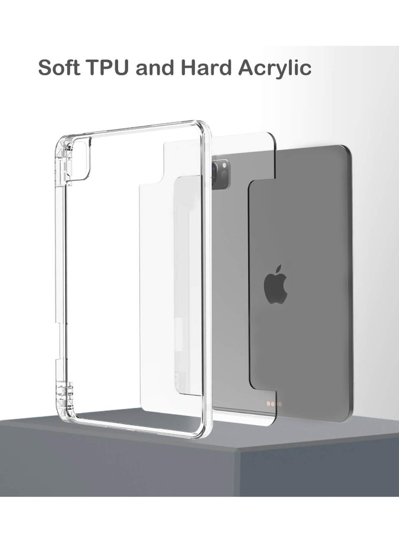 روك بو حافظة لجهاز iPad Pro مقاس 11 بوصة (M5/M4) 2025/2024 مع حامل قلم رصاص، ظهر شفاف، حافظة رفيعة قابلة للطي ثلاثية الطي، حافظة تابلت لجهاز iPad Pro مقاس 11 بوصة M5/M4، خاصية السكون/التنشيط التلقائي 2024/2025 Pro مقاس 11 بوصة M5/M4 - Image 4