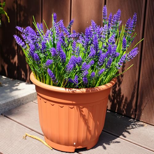 maxkes 20 Bundles Artificial Plants Outdoor, UV Resistant Fake Flowers， Realistic Faux Lavender Shrubs for Porch Garden Window Box Home Decoration (Purple) - Image 5