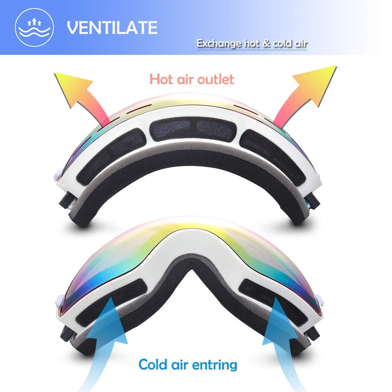 EXP VISION نظارات تزلج EXP VISION للرجال والنساء والشباب، نظارات ثلجية مضادة للضباب UV400 لحماية الرياضات الخارجية في الشتاء - Image 2