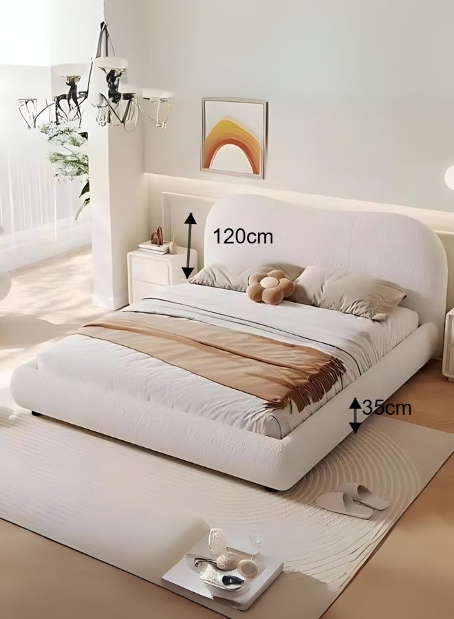 Bed and Mattress Home Cozy Cocoon Upholstered Premium Queen Size ( Mattress Size 160 X 190 CM ) Off White Color Bed Size 213 L X  175 W ( Mattress Sold Separately ) - Image 3