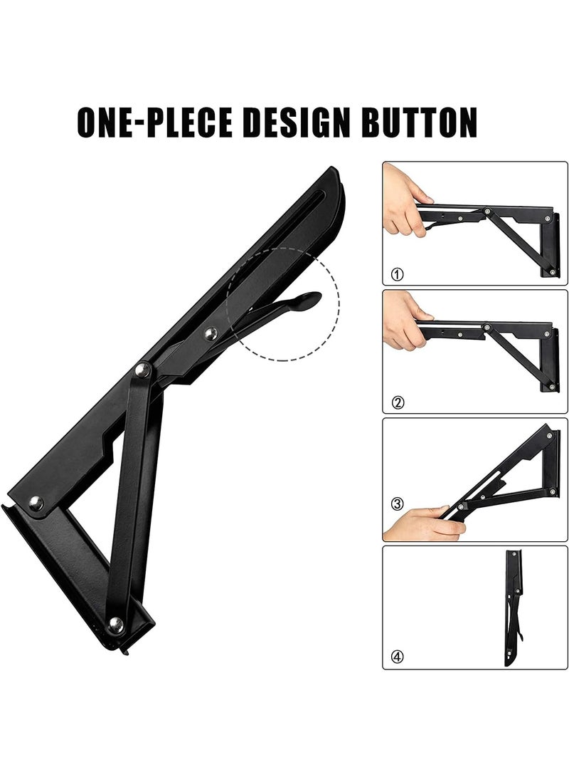Folding Shelf Brackets 10 Inch 2 Pcs, Heavy Duty Metal Collapsible Triangle Shelf Bracket, DIY Wall Mounted Shelf Brackets, Space Saving for Bench Table, Max Load: 132Ib, with Screws - Image 3