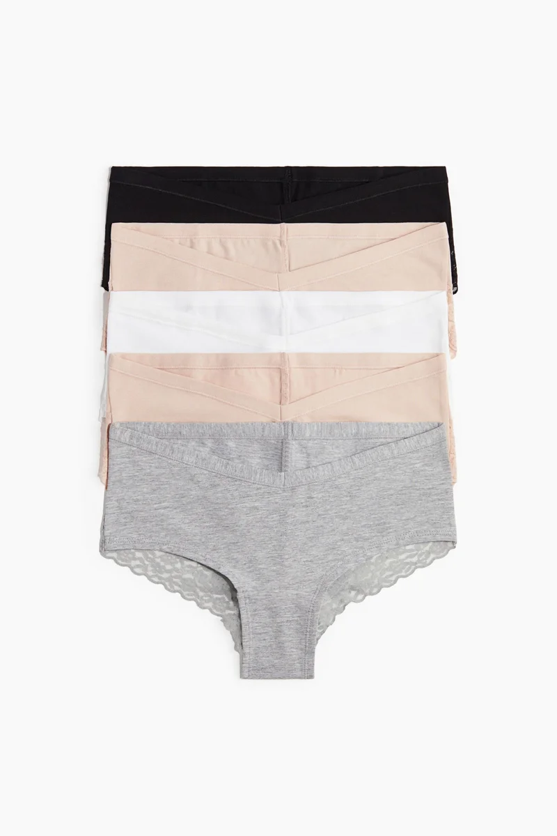 H&M MAMA 5-pack lace-trimmed cotton hipster briefs